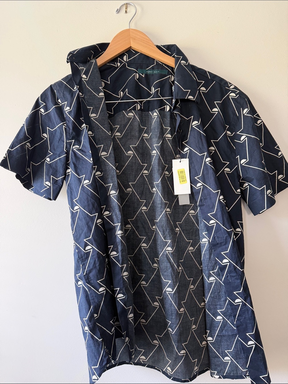 Men's Navy Geometric Short-Sleeve Shirt